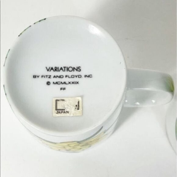 Fitz and Floyd Variations Daffodils 2 plates & 2 mugs set 1979 vintage - Picture 10 of 14